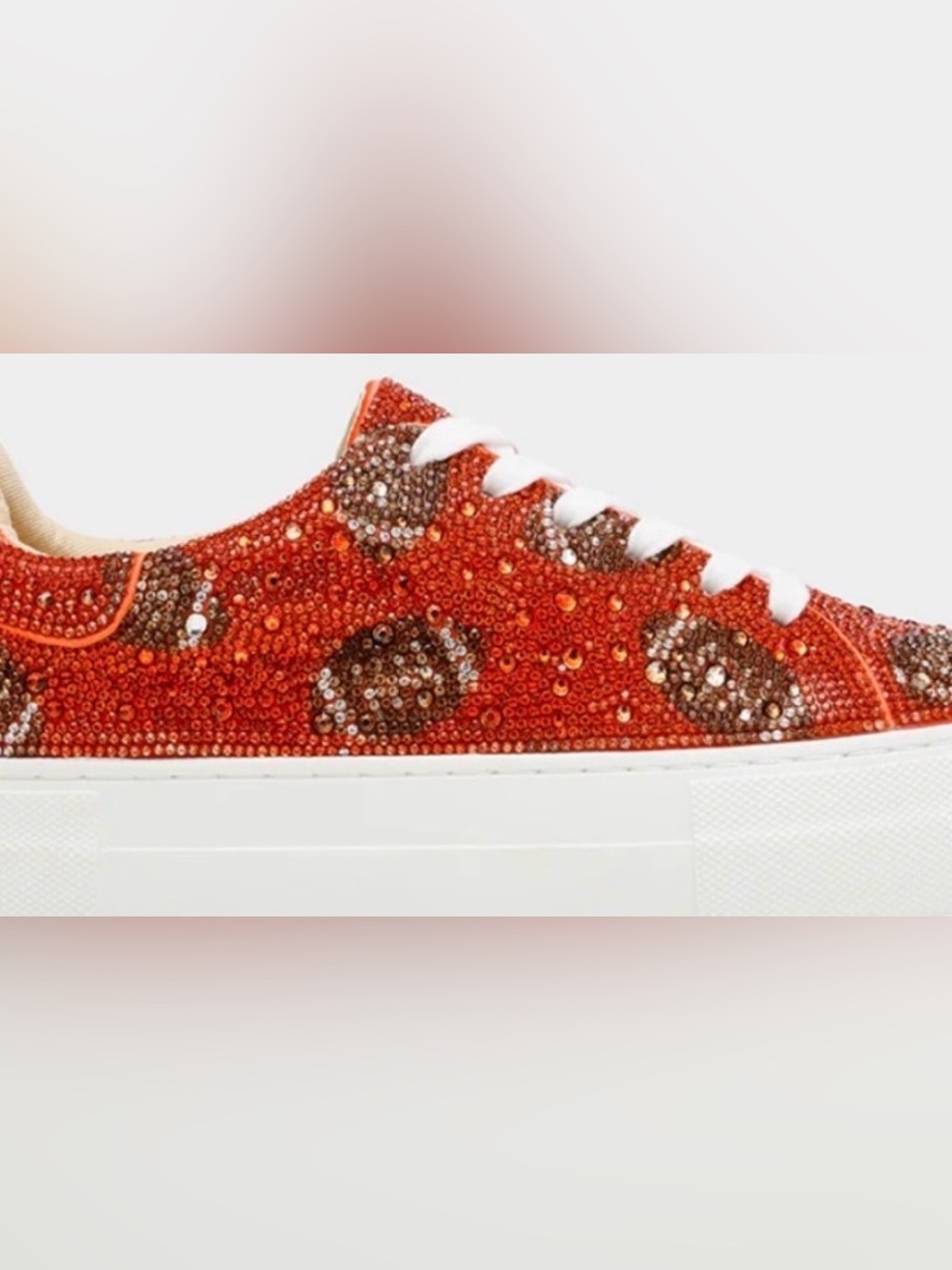 8.5 Betsey Johnson Orange Crystal Football Accent Platform Sneakers